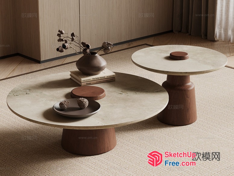 Minimalist Modern Living Room Coffee Table Set 3D SketchUp File