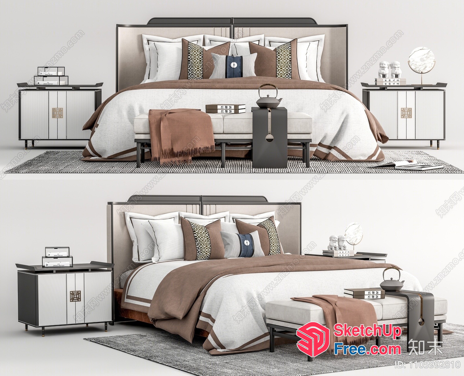 Elegant Modern Japanese Style Bedroom Decor 3D SketchUp File