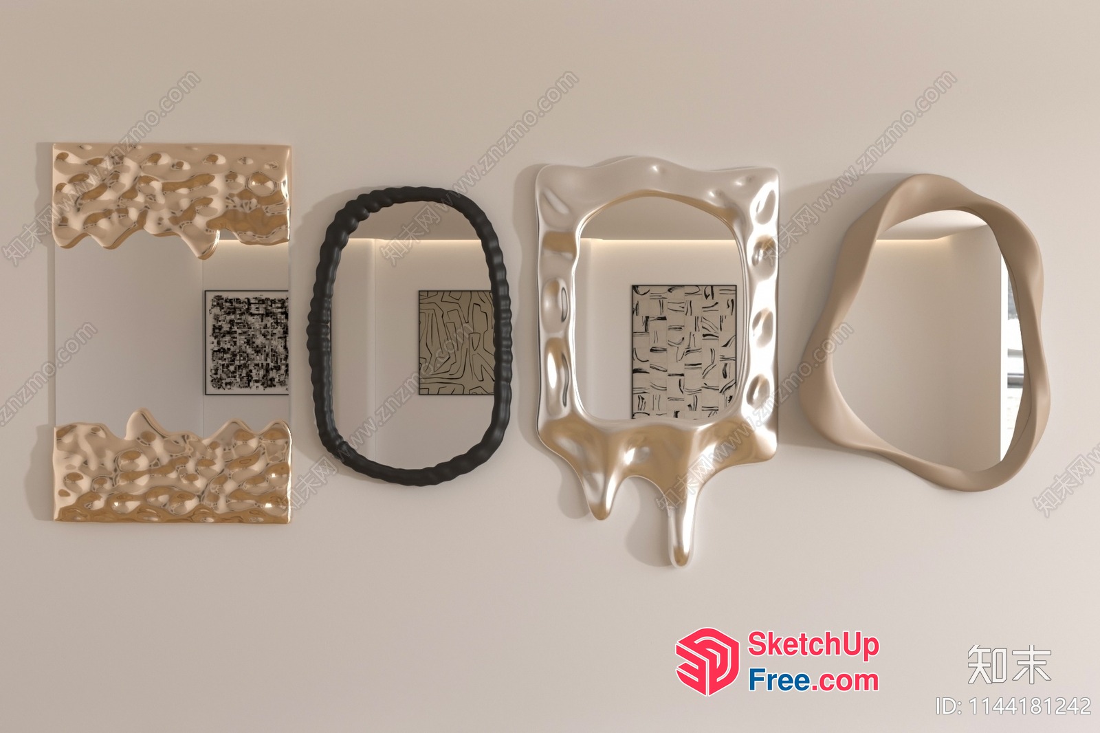 Modern Decorative Mirrors With Unique Shapes 3D SketchUp File