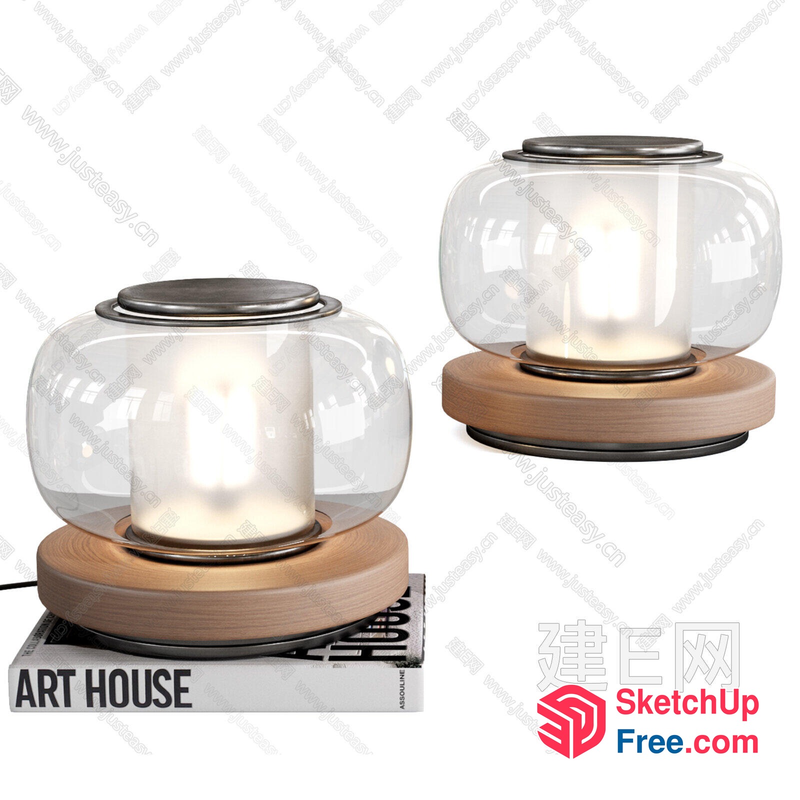 Glass Table Lamp On A Wooden Base 3D SketchUp File