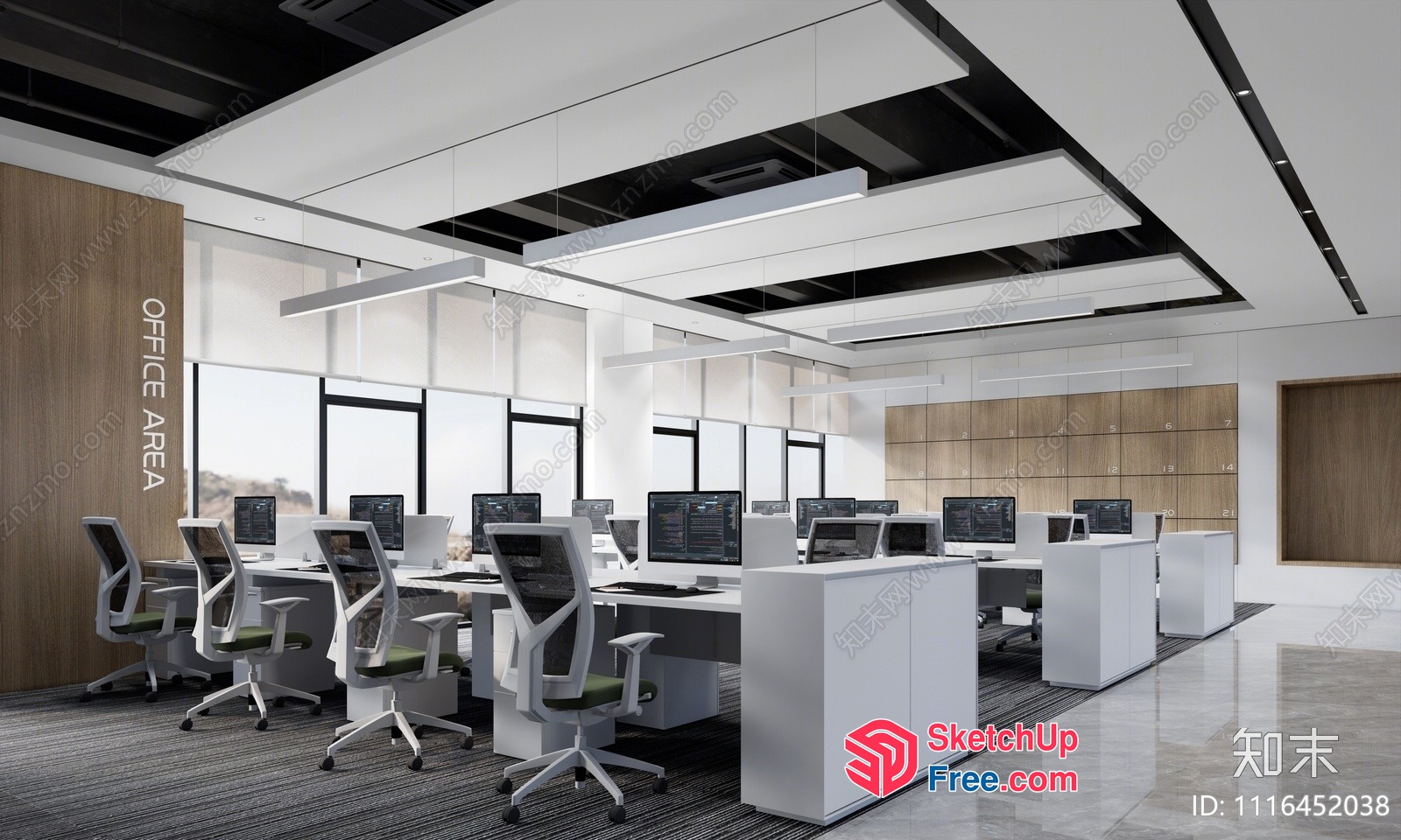 Modern Office Space With Sleek Desks And Comfortable Chairs 3D SketchUp File