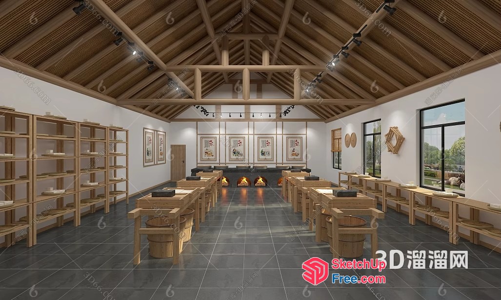Modern Japanese-Inspired Interior With Natural Materials And Traditional Decor 3D SketchUp File