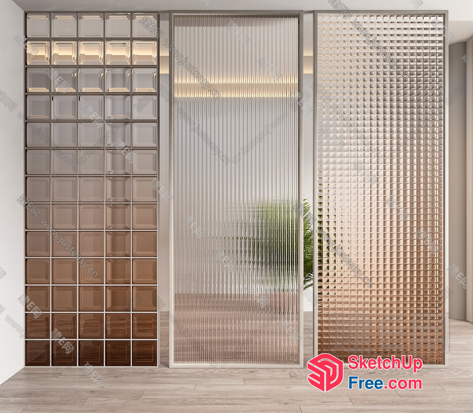 Glass Brick Partition Screen 3D SketchUp File