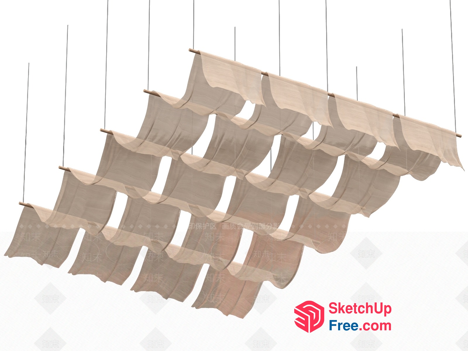 Suspended Fabric Panels With Natural Light 3D SketchUp File