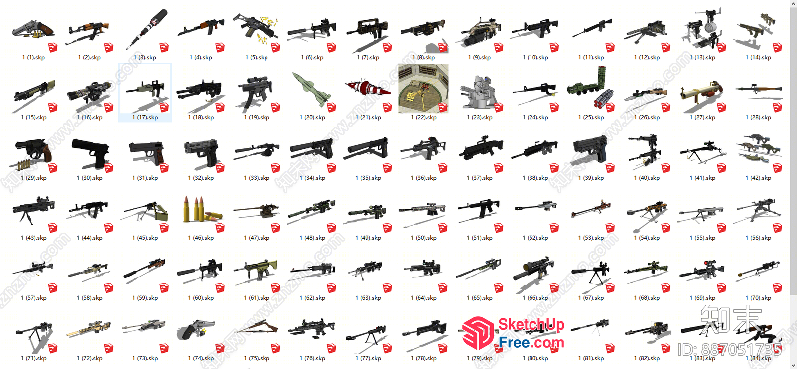 A Large Collection Of Various Guns 3D SketchUp File