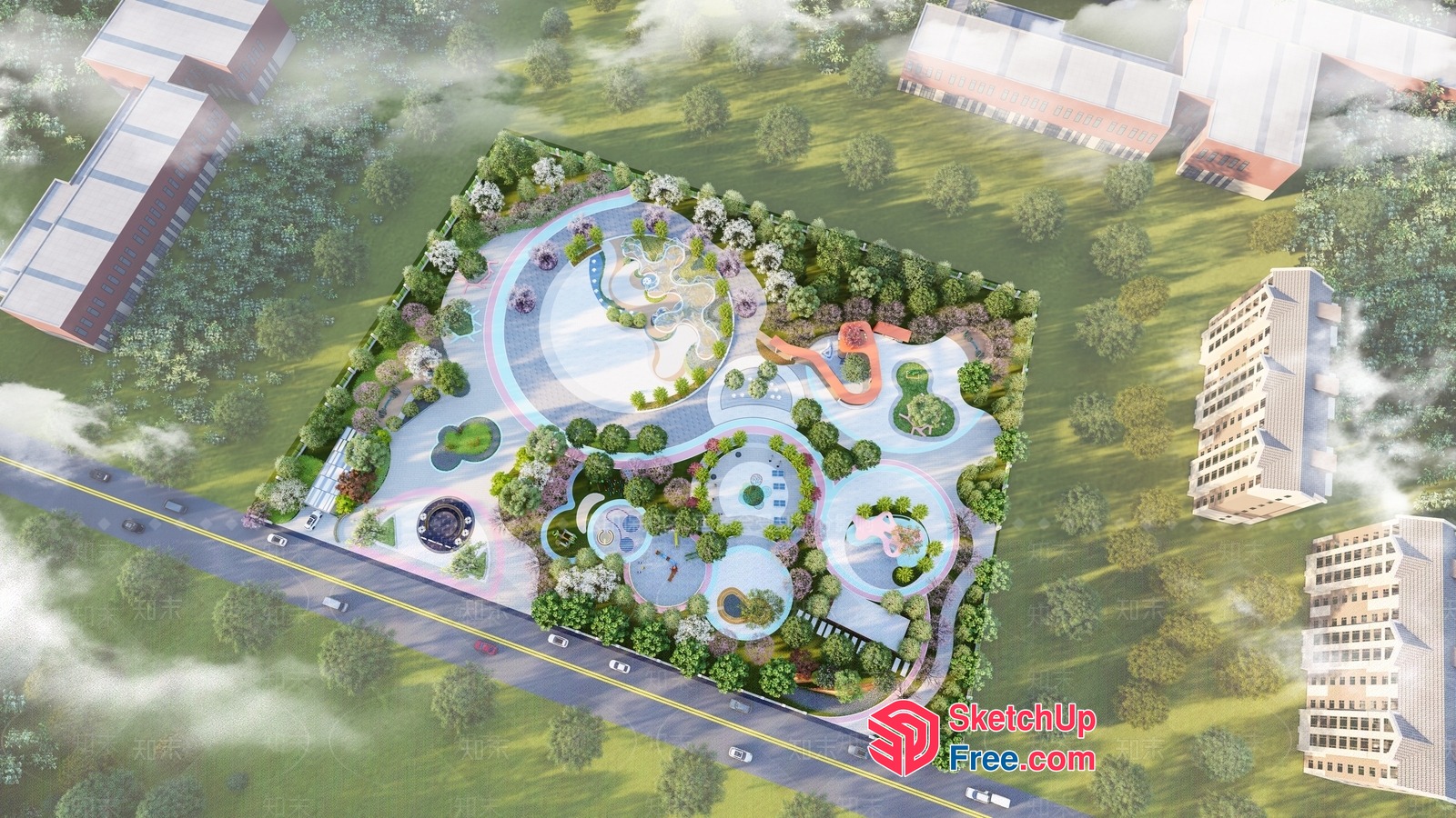 Modern Park Landscape Design 3D SketchUp File