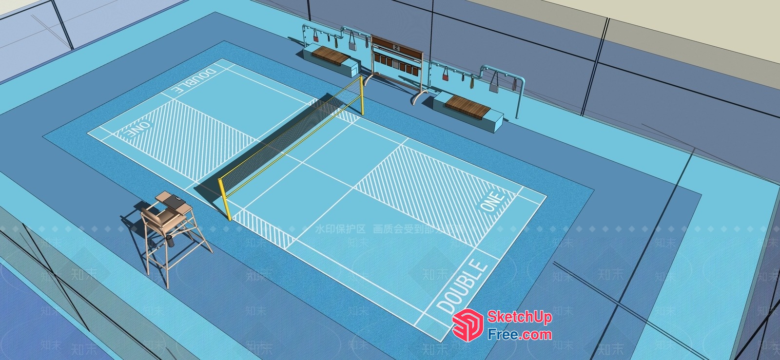 Modern Double Tennis Court Design 3D SketchUp File