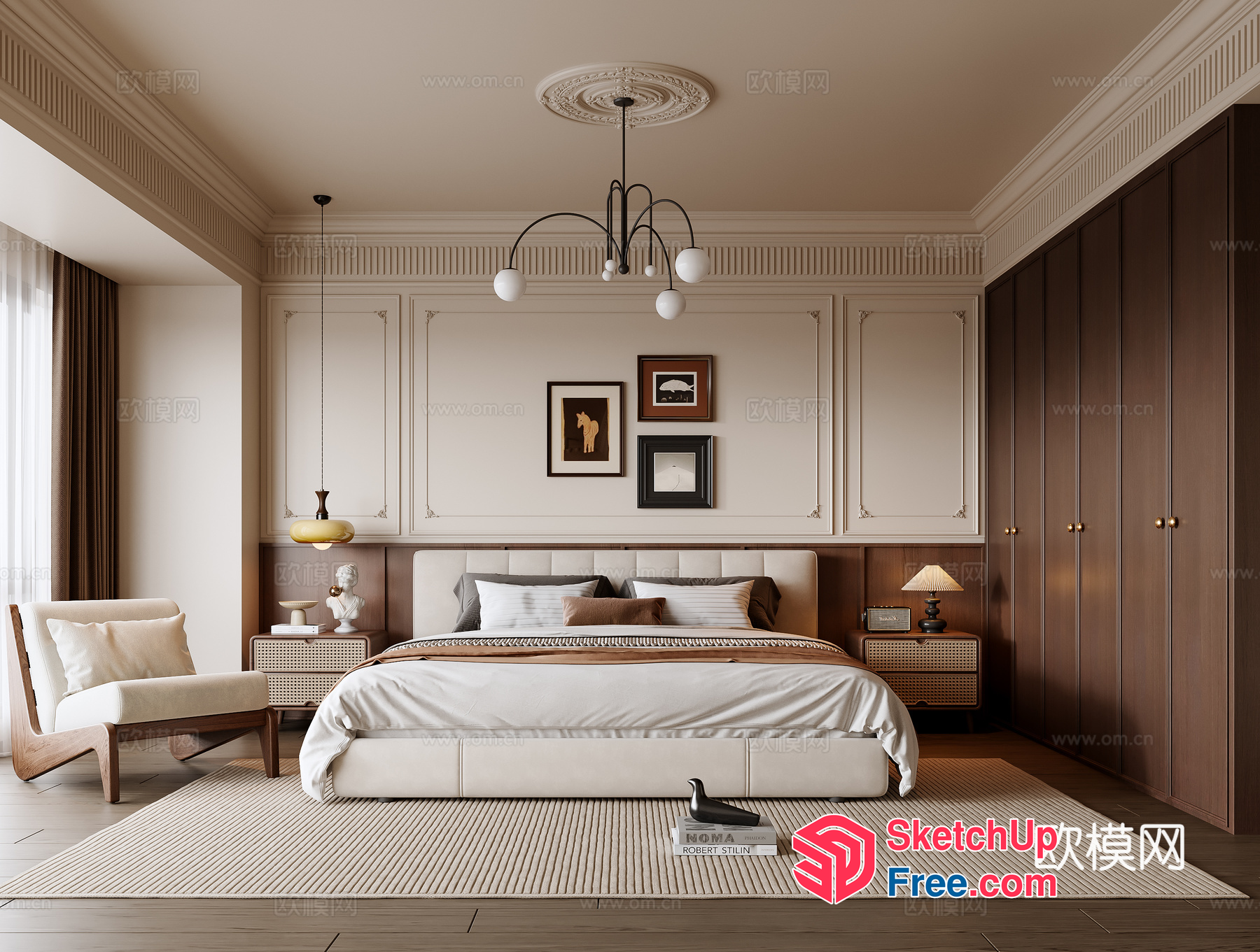 Classic Moulding Bedroom Interior 3D SketchUp File
