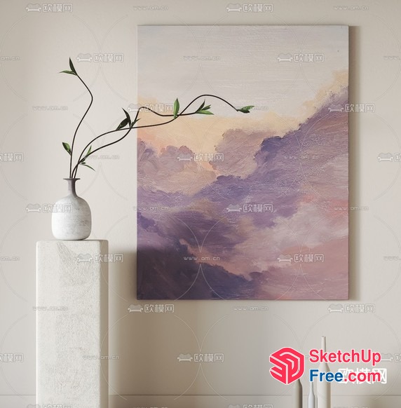 Serene Landscape Painting With Vase And Pillar 3D SketchUp File