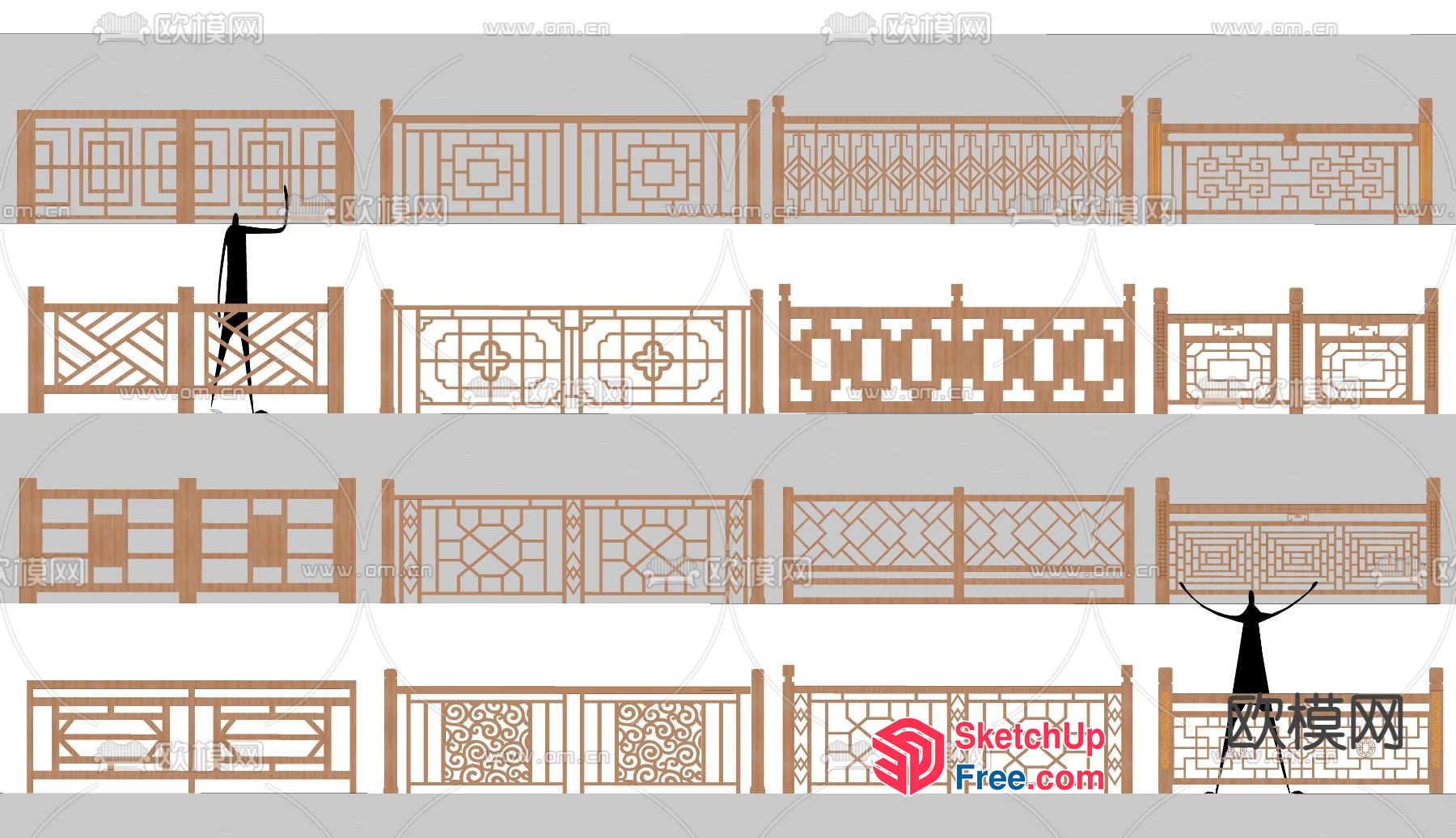 Wooden Railing Designs Collection 3D SketchUp File