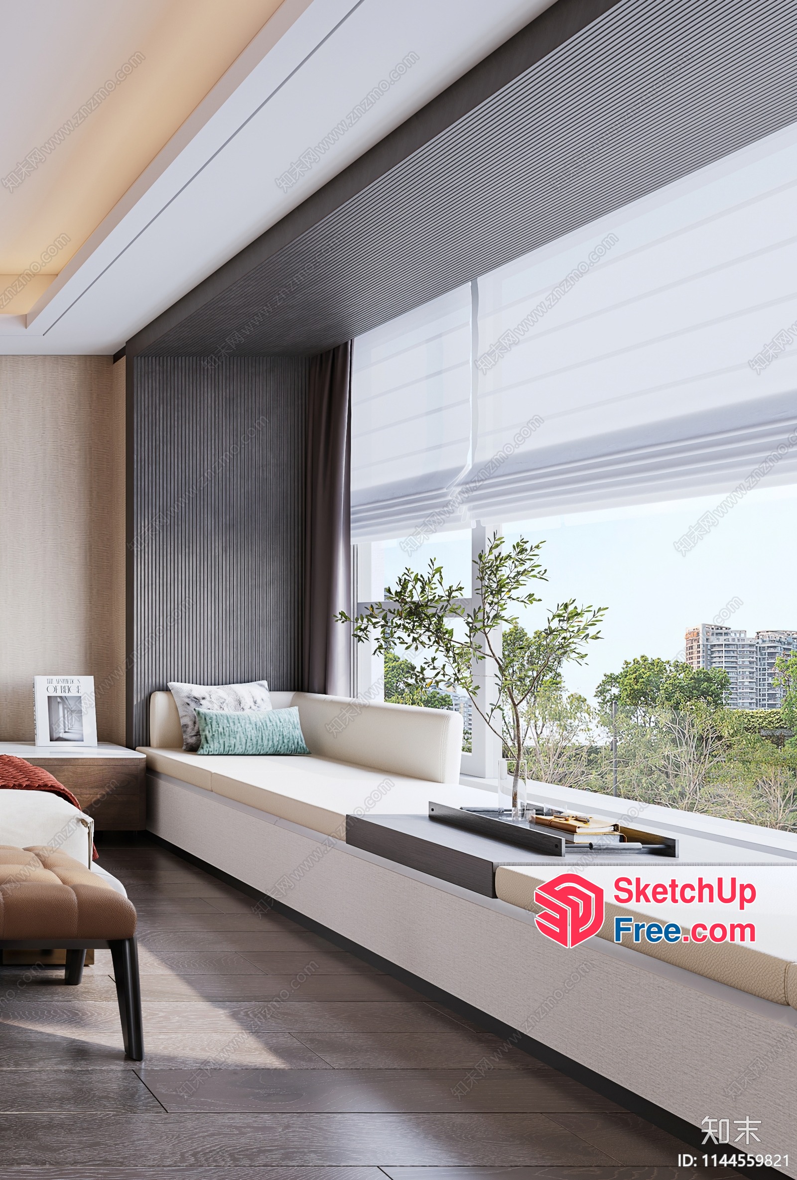Modern Minimalist Interior With Large Window And Sleek Furniture 3D SketchUp File