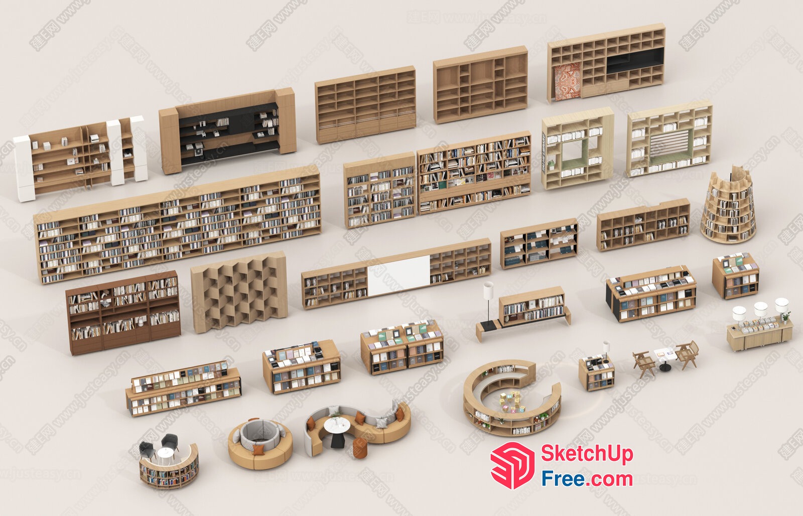 Modern Library Interior Design Elements 3D SketchUp File
