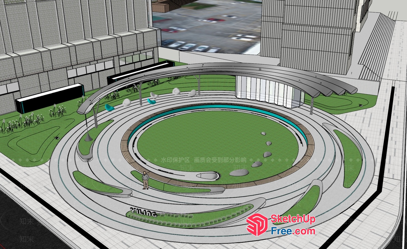 Spiral-Shaped Outdoor Space 3D SketchUp File