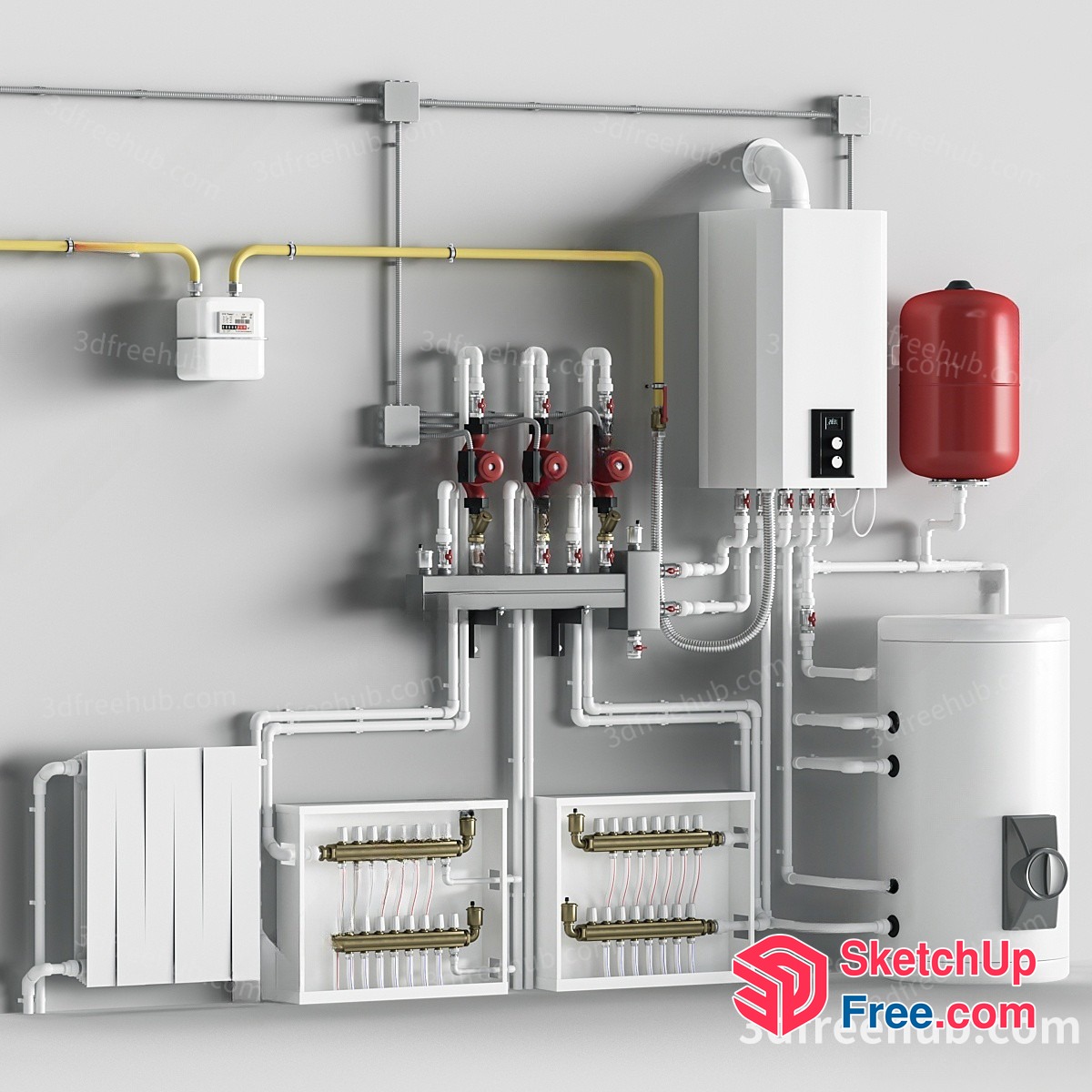 3D Rendering Of A Residential Heating System 3D SketchUp File