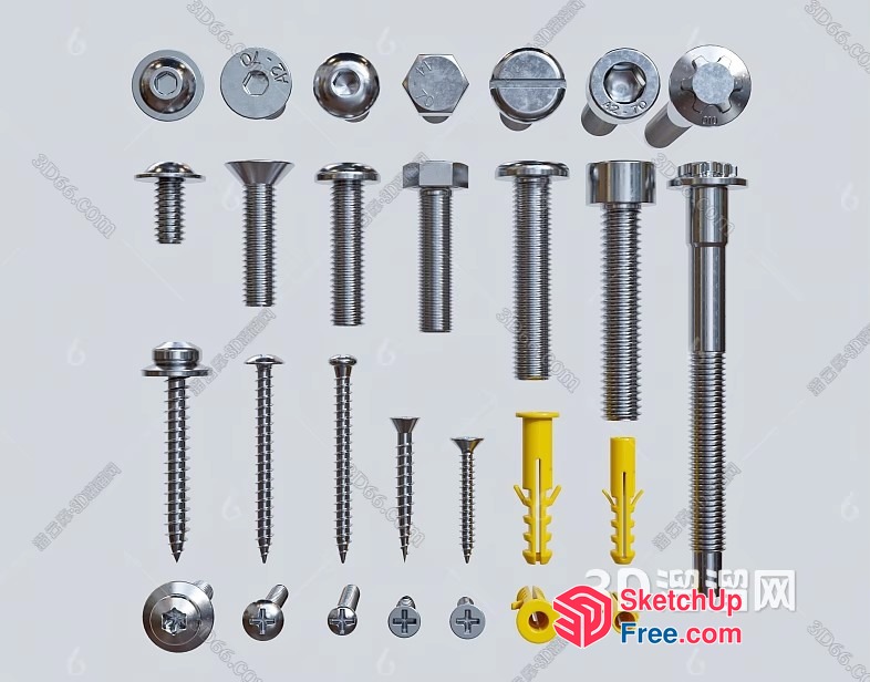 Assorted Metal Fasteners And Fixings 3D SketchUp File
