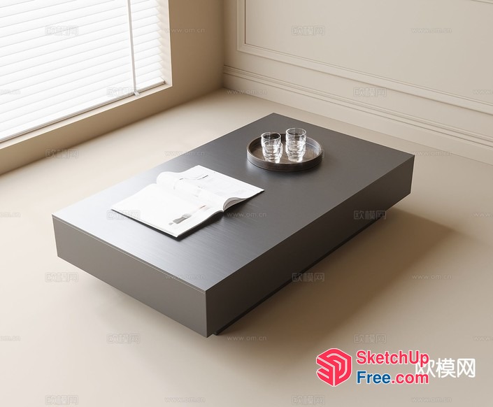 Simple Modern Coffee Table With Drinks And Book 3D SketchUp File