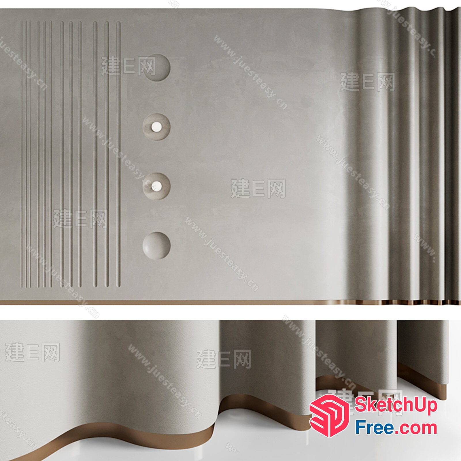 Modern Style Curtain With Decorative Elements 3D SketchUp File