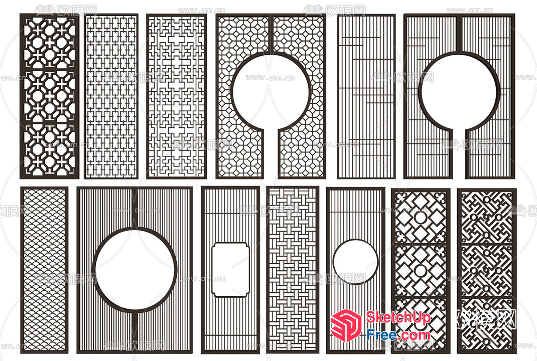 Ornate Geometric Patterns For Walls And Doors 3D SketchUp File