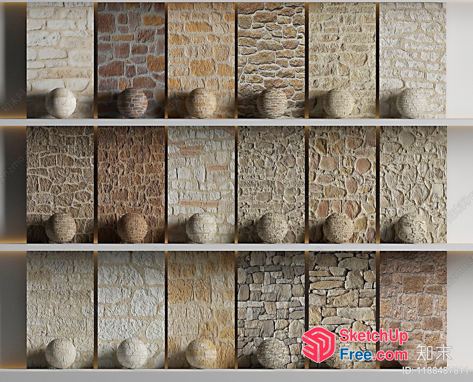 Natural Stone Wall Interior Decor 3D SketchUp File