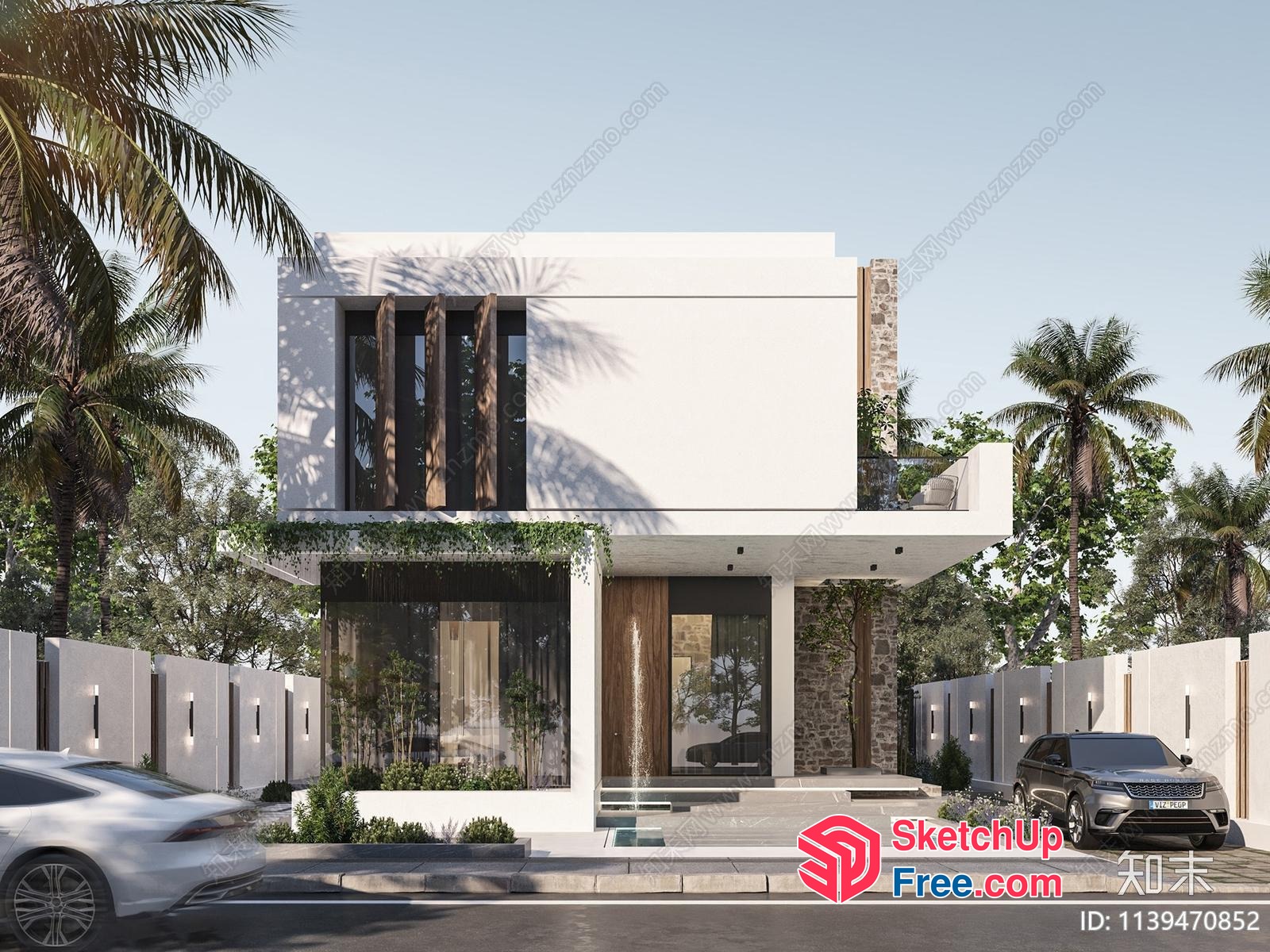 Modern Villa With Elegant Stone Facade And Sleek Design 3D SketchUp File