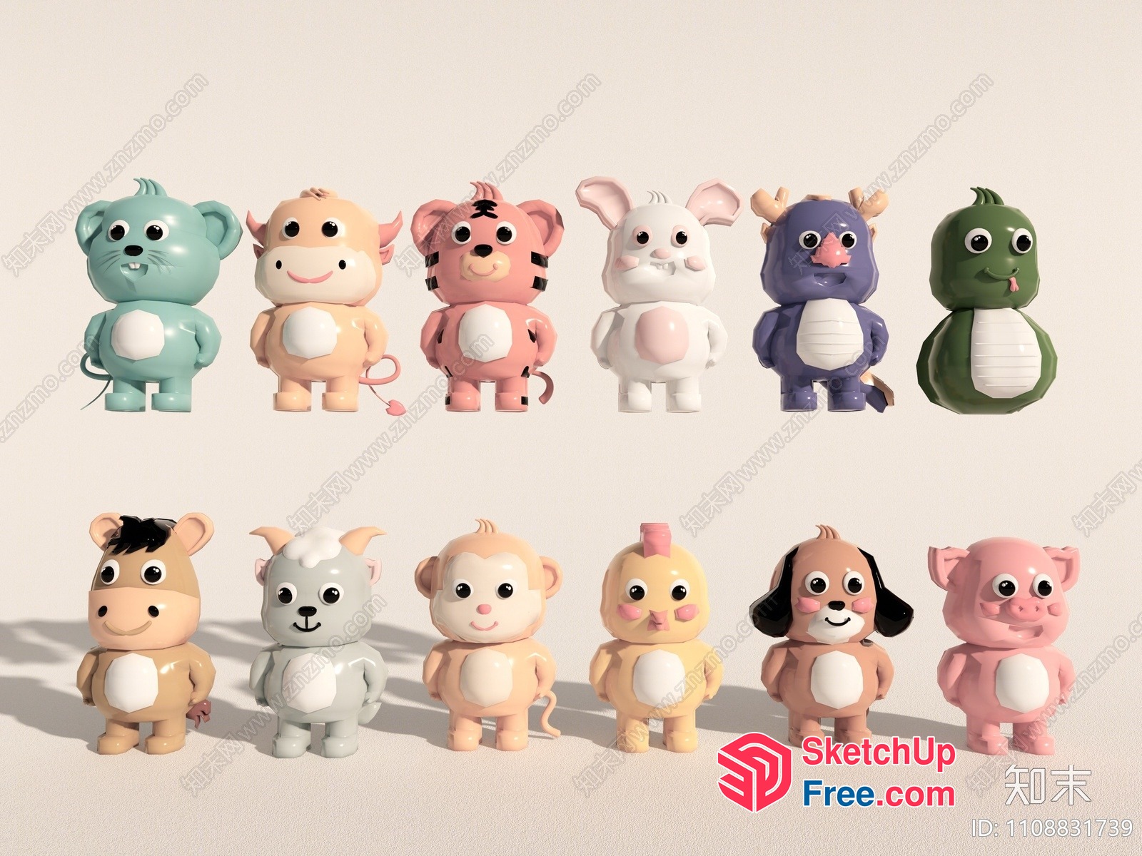 Adorable Animal Figurines 3D SketchUp File