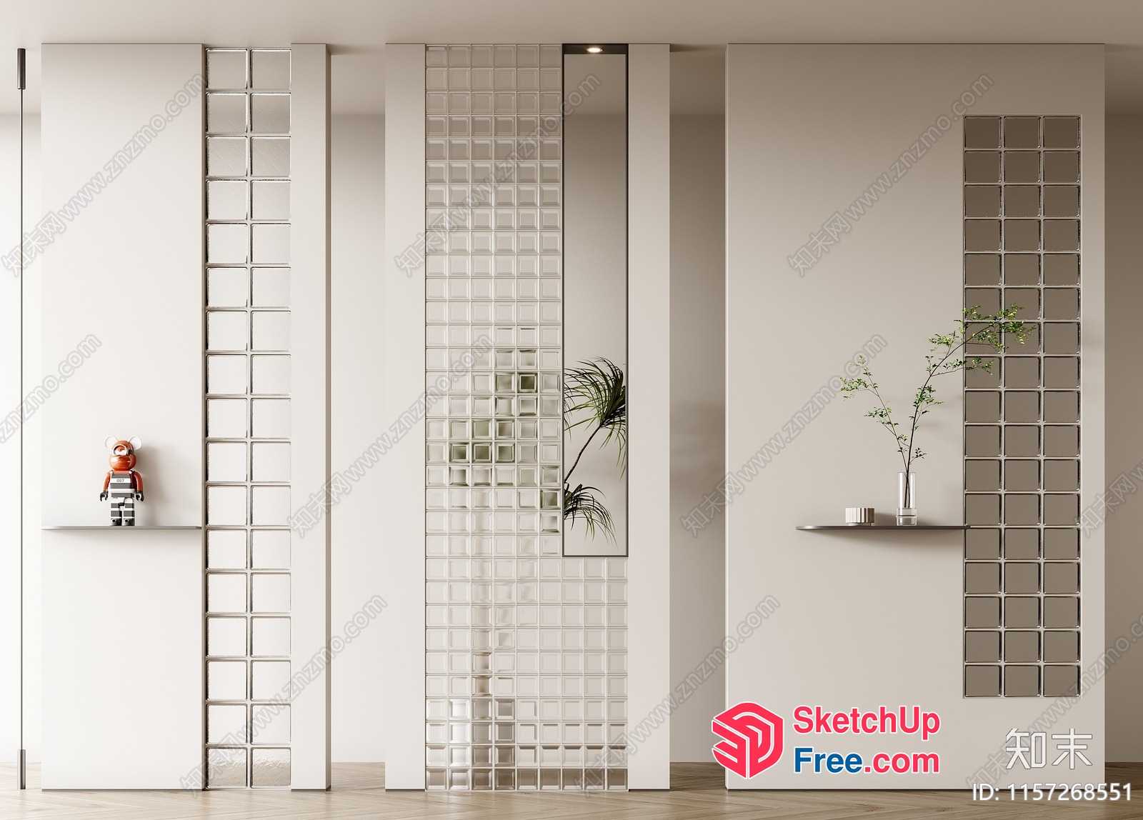 Glass Brick Partition Screen 3D SketchUp File