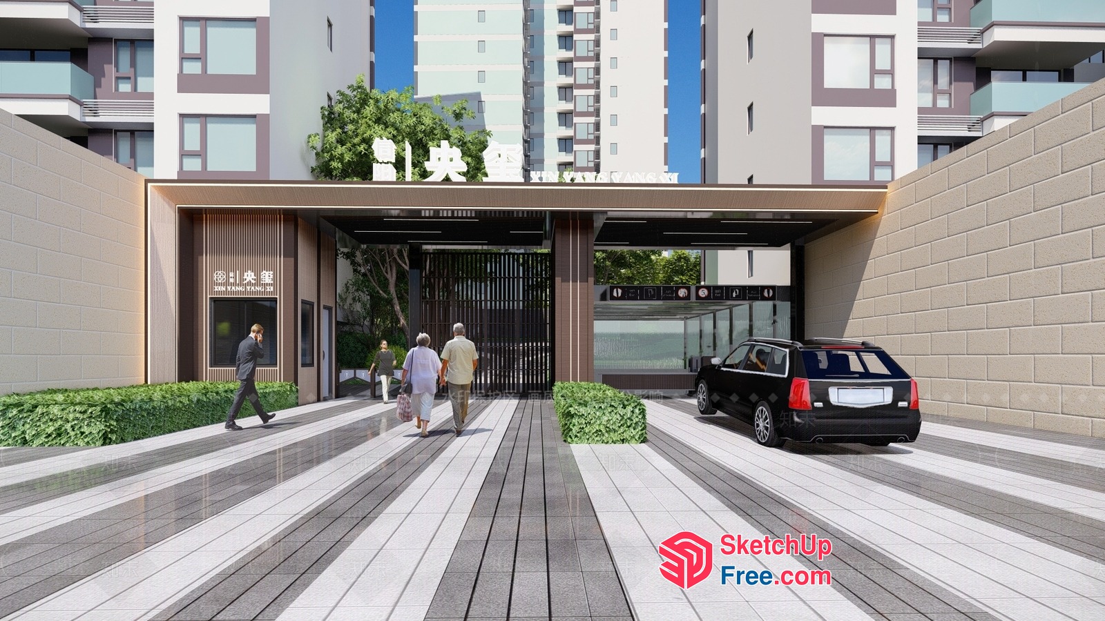 Modern Residential Building Entrance 3D SketchUp File