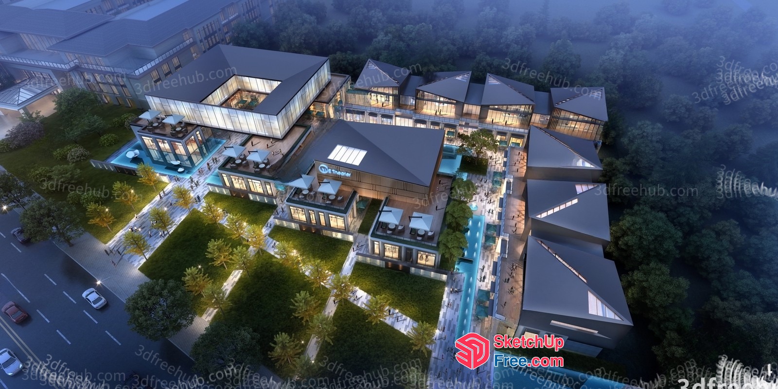Modern Villa With Pool And Outdoor Seating 3D SketchUp File