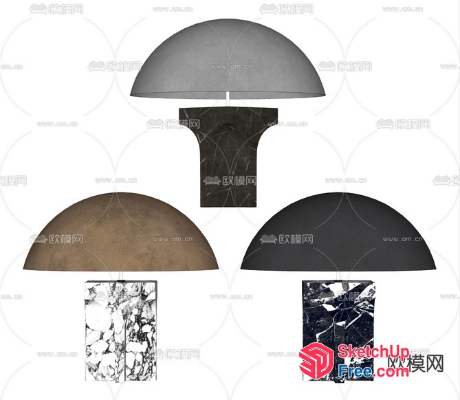 Marble-Look Table Lamp 3D SketchUp File