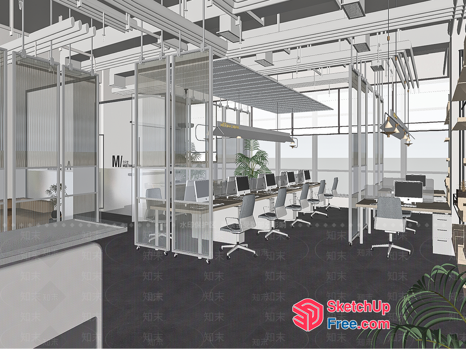 Modern Office Space With Sleek Glass Walls And Natural Light 3D SketchUp File