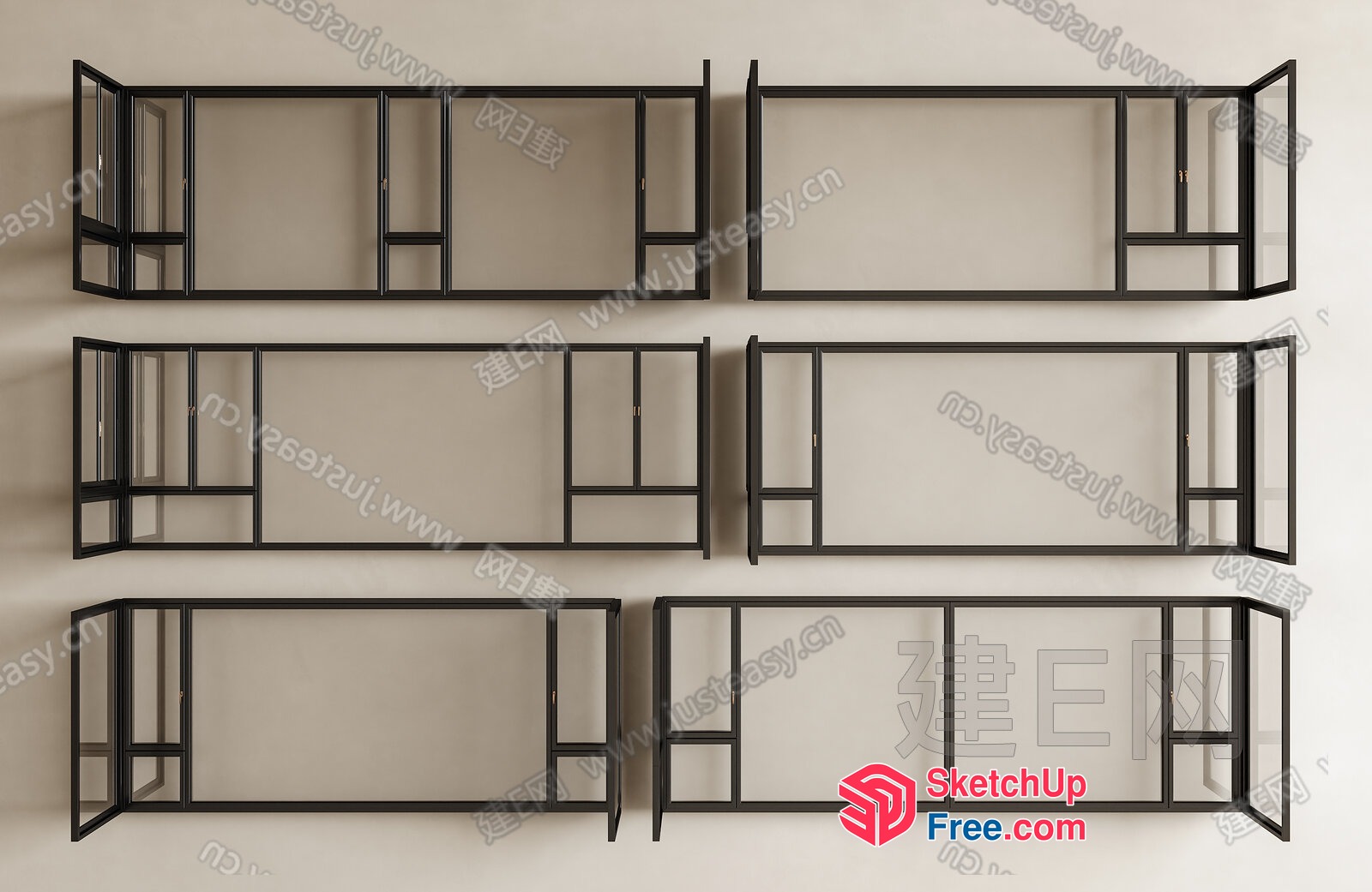 Black Metal Frame Room Layouts 3D SketchUp File