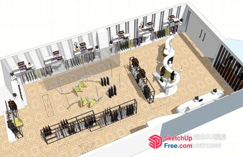 Modern Clothing Store Interior Design 3D SketchUp File