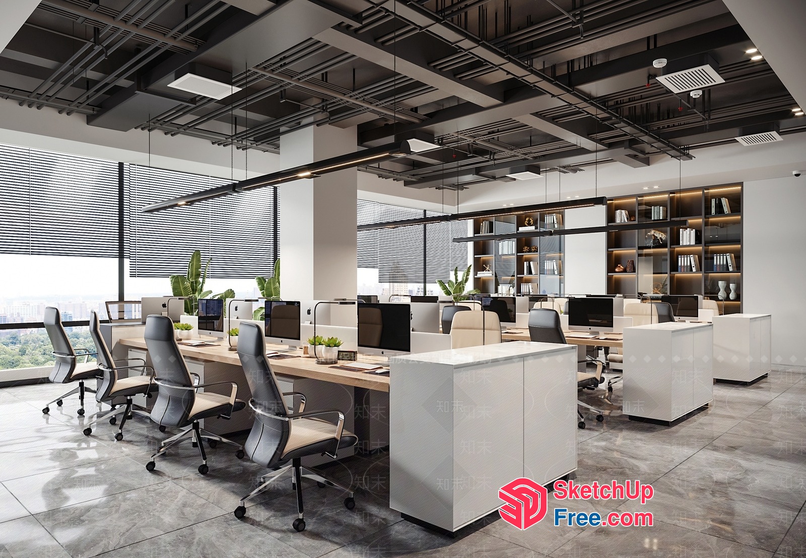 Modern Office Space With Sleek Desks And Comfortable Seating 3D SketchUp File