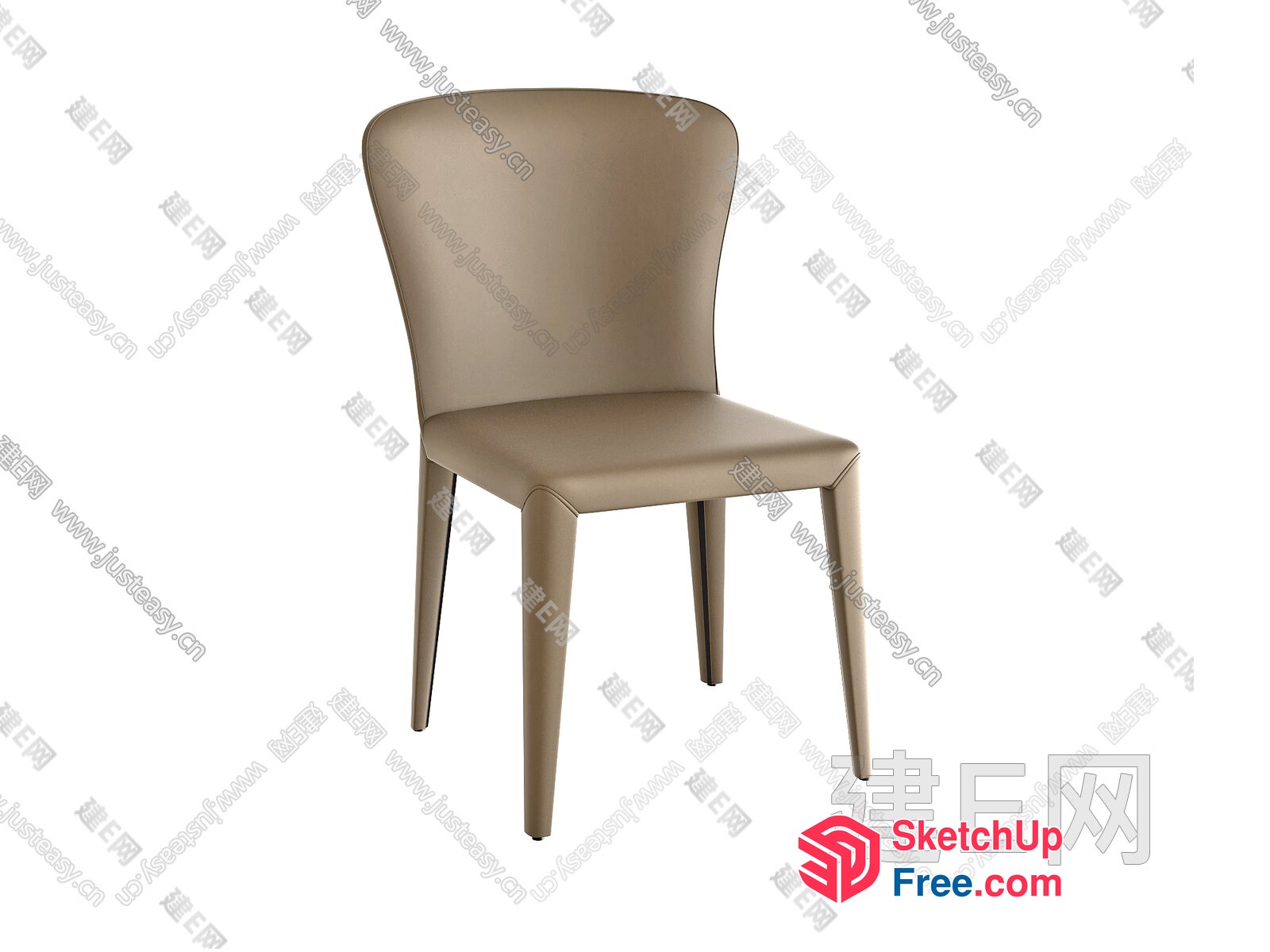 Modern Beige Upholstered Chair With Curved Back 3D SketchUp File