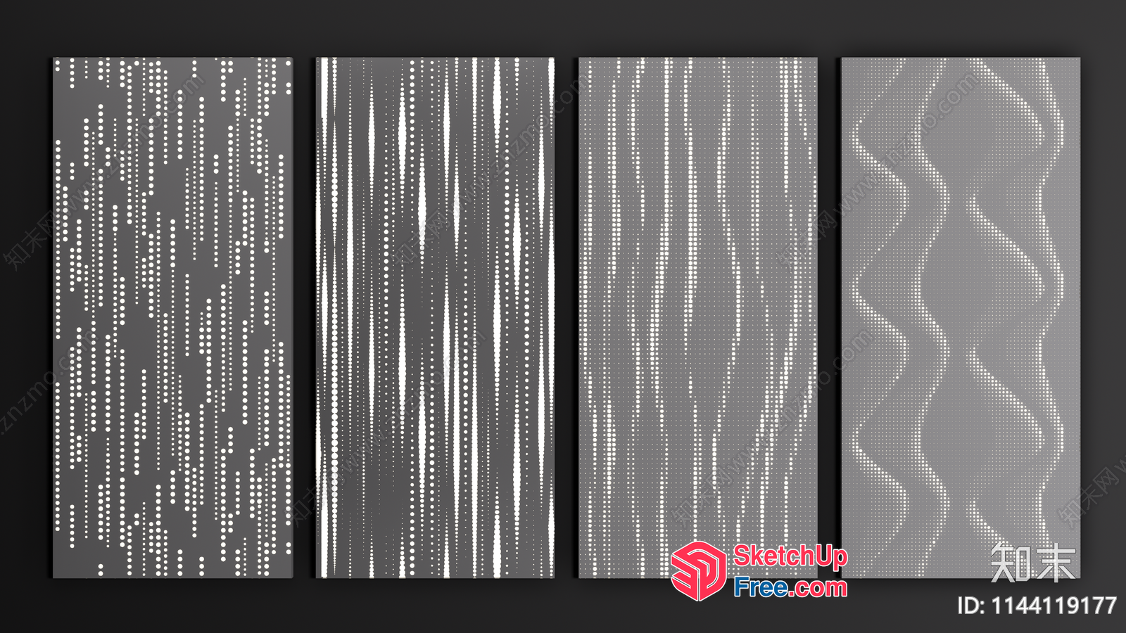Modern Gray And White Patterned Wall Decor 3D SketchUp File
