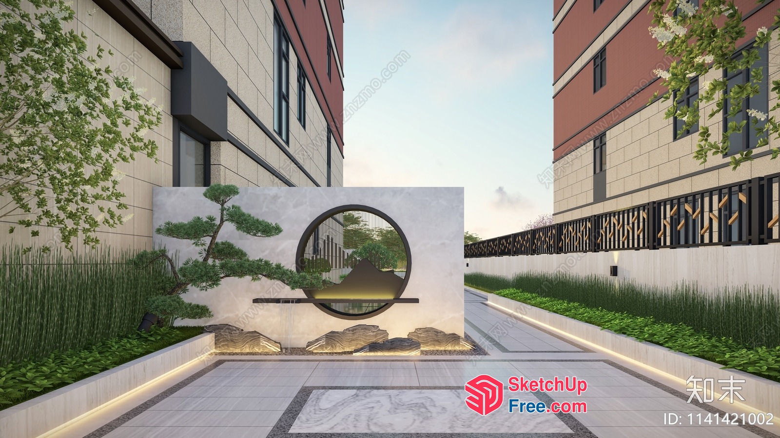 Japanese-Style Modern Outdoor Stairway 3D SketchUp File