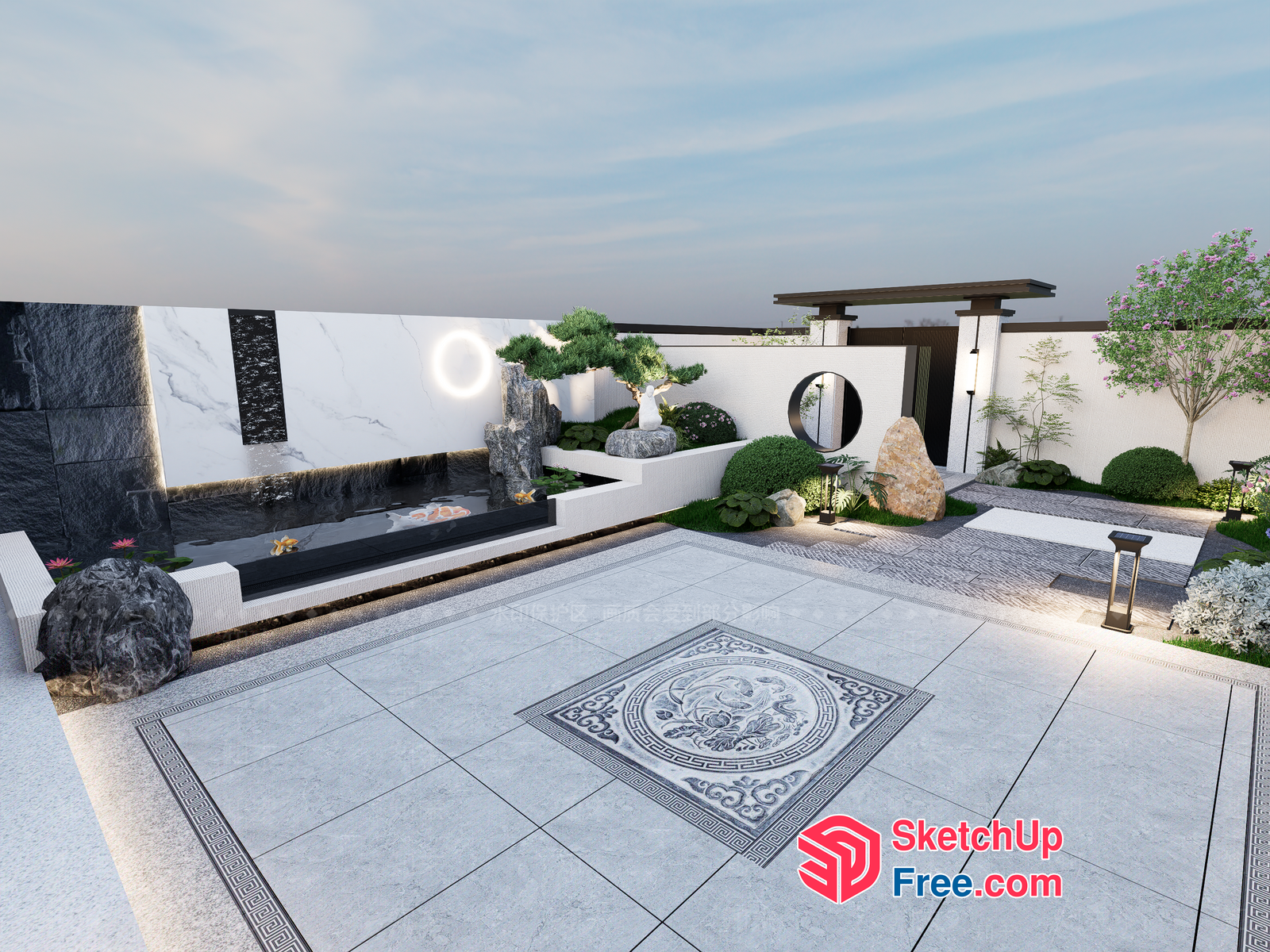Modern Asian-Inspired Outdoor Living Space With Elegant Decor 3D SketchUp File