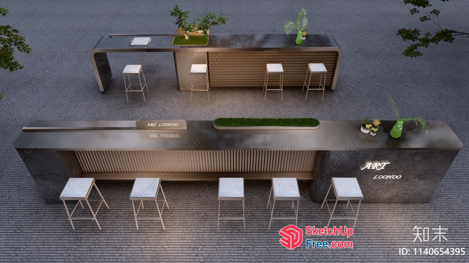 Modern Minimalist Outdoor Bar And Counter 3D SketchUp File