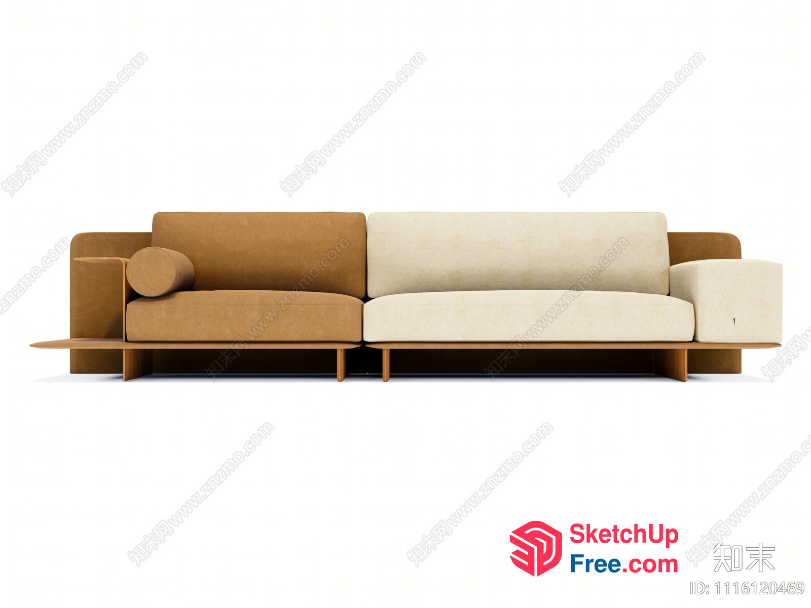 Minimalist Japanese Style Sofa With Neutral Tones 3D SketchUp File