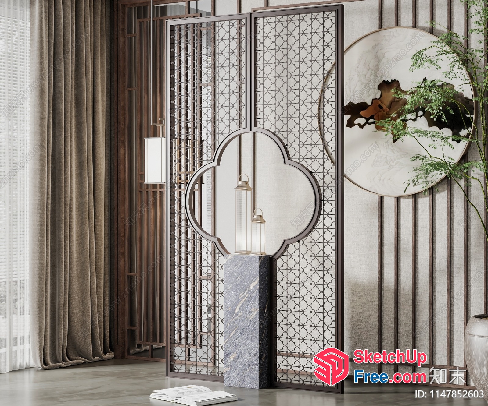 Elegant Partition Screen With Ornate Metalwork 3D SketchUp File