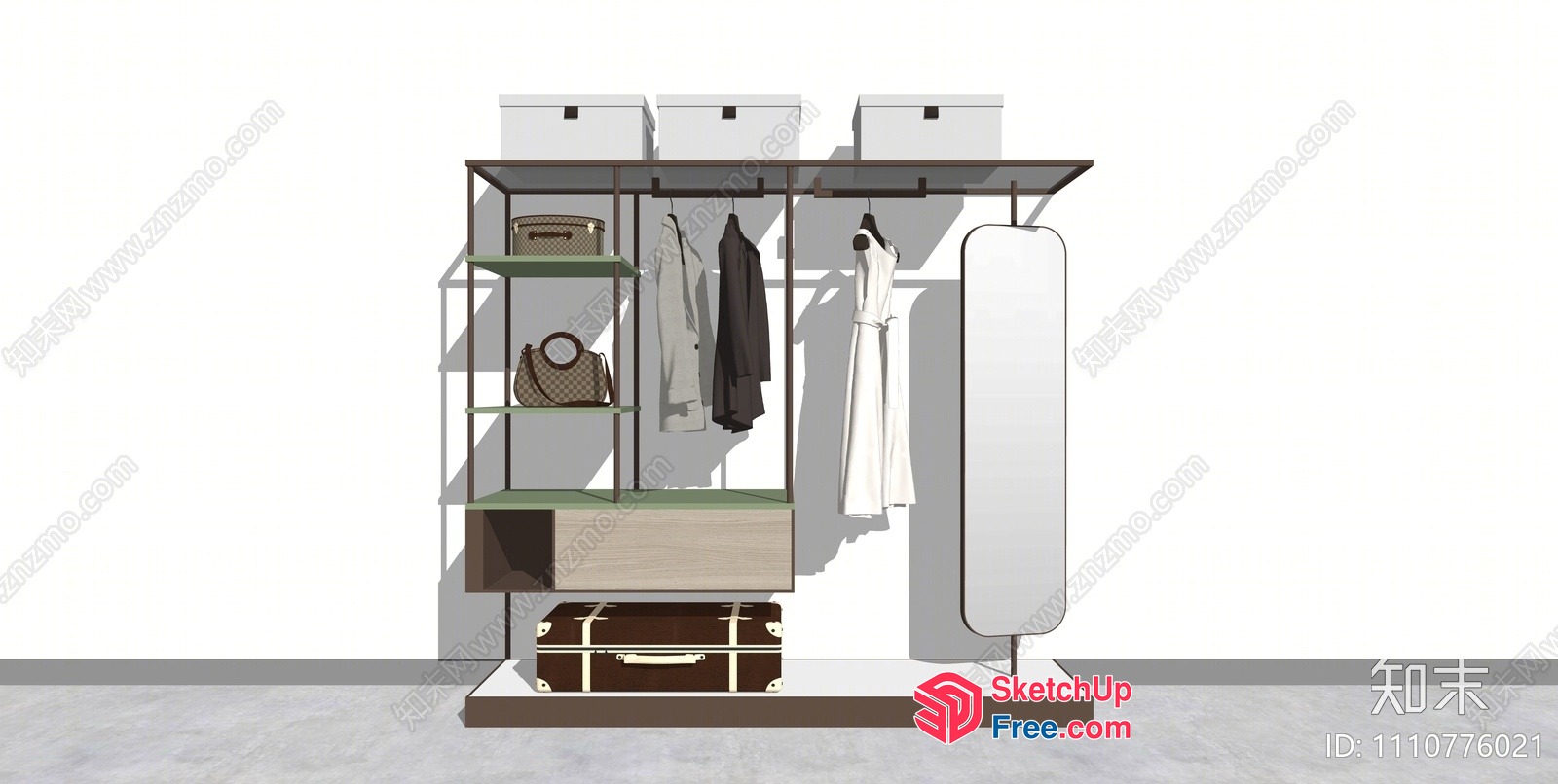 Modern Wardrobe With Storage And Accessories 3D SketchUp File