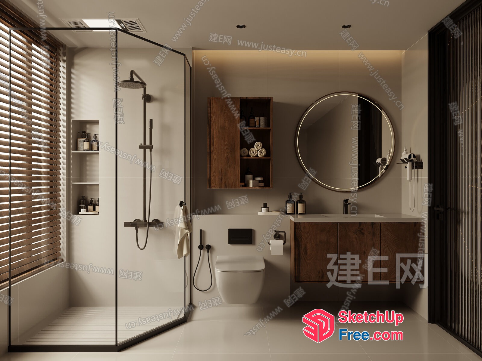 Modern Bathroom With Sleek Fixtures And Natural Light 3D SketchUp File