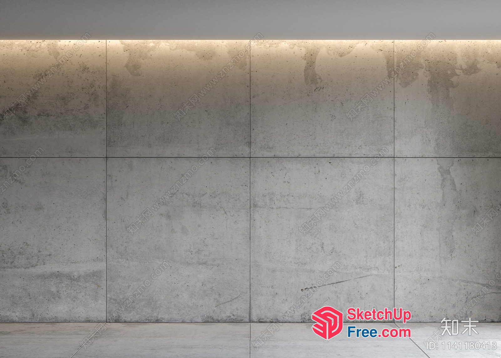 Concrete Wall With Subtle Lighting 3D SketchUp File