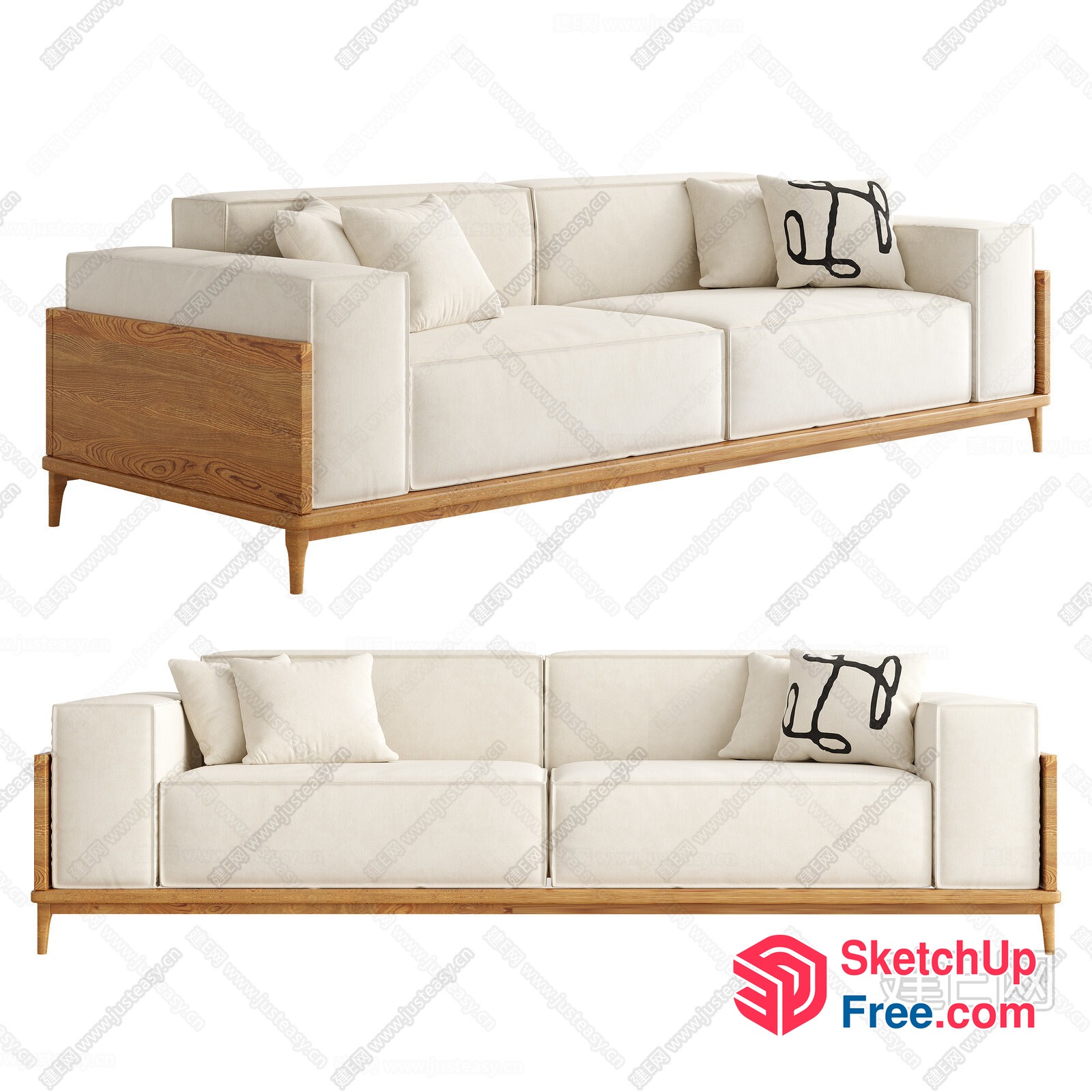 Modern Minimalist White Sofa Set 3D SketchUp File