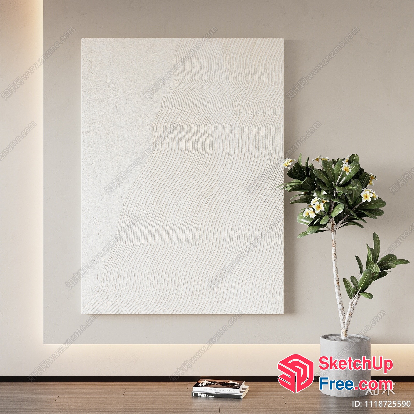 Modern Minimalist White Wall Art Piece 3D SketchUp File
