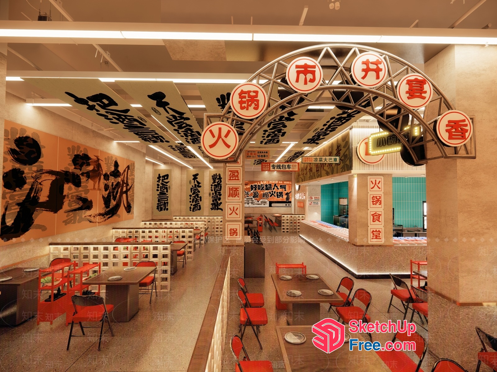 Traditional Asian Restaurant Decor 3D SketchUp File