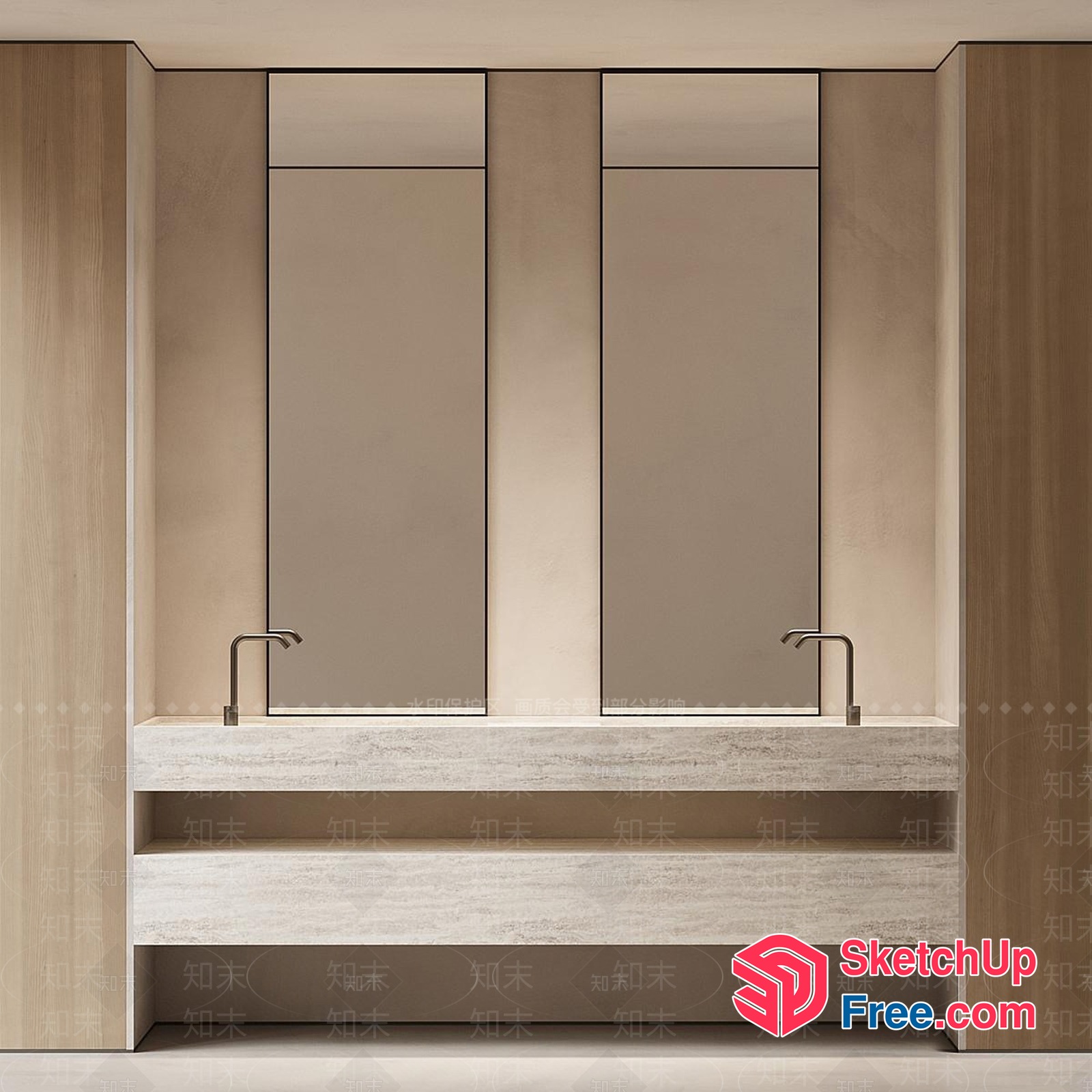 Modern Minimalist Bathroom Vanity 3D SketchUp File