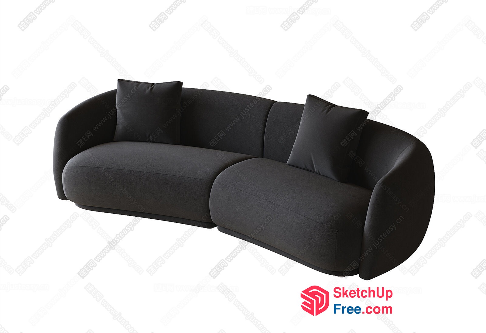 Minimalist Style L-Shaped Sofa With Pillows 3D SketchUp File