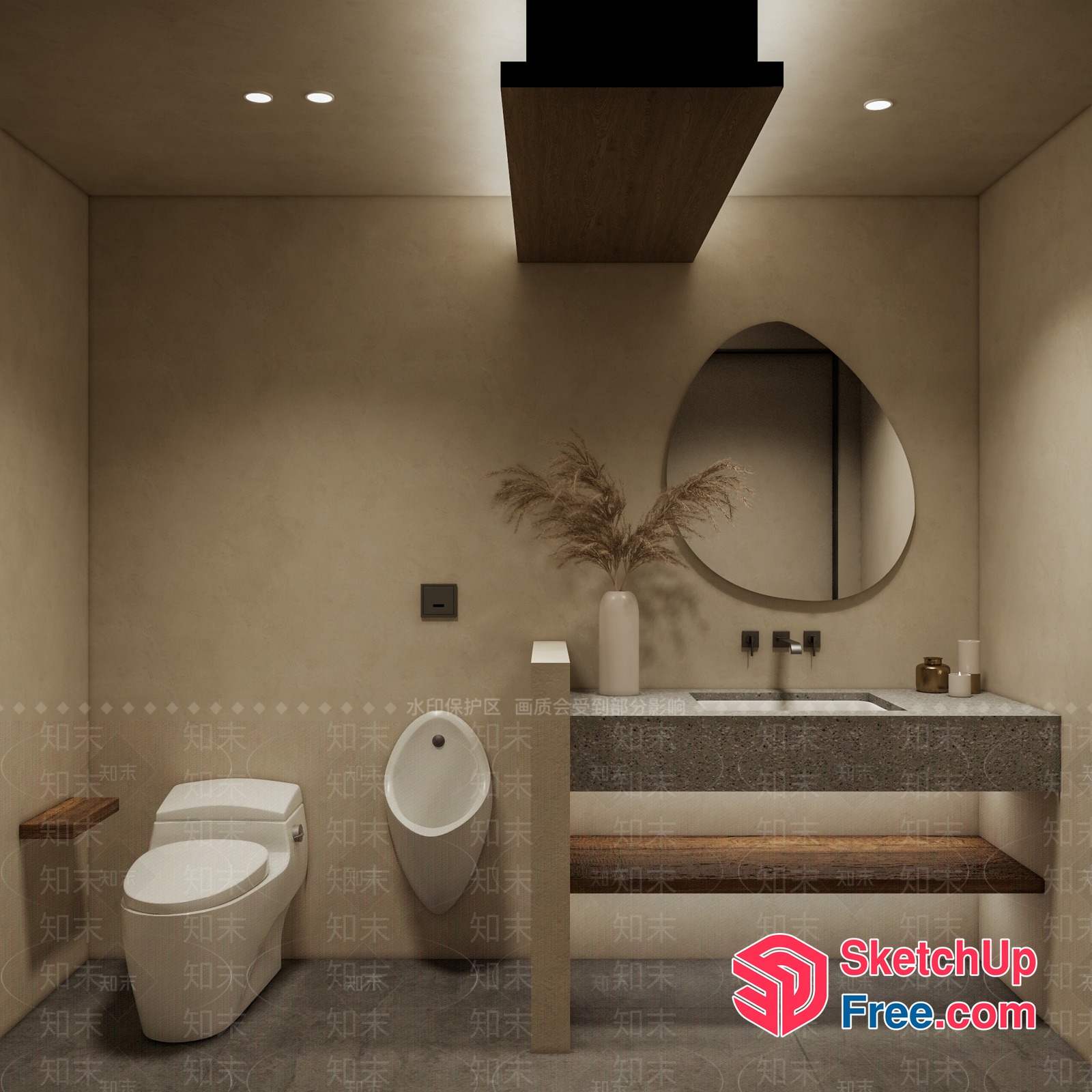 Modern Bathroom Interior With Sleek White Fixtures 3D SketchUp File