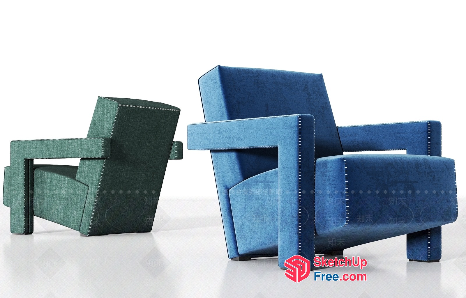Modern Blue And Green Accent Chairs 3D SketchUp File